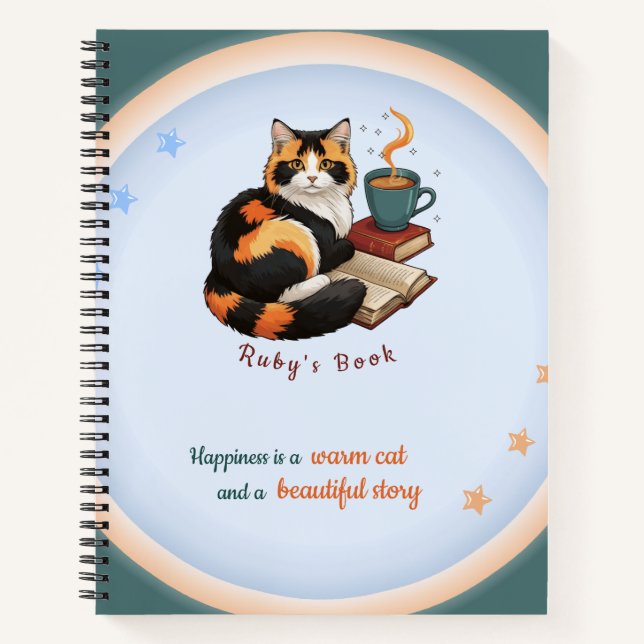Cahier spiralé journée productive chat calicot dou (Devant)