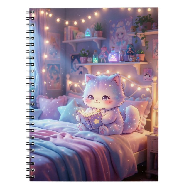 Cahier Spirale Kawaii Chat Rêveur (Devant)