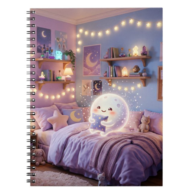 Cahier Spiralé Kawaii Rêves au Clair de Lune (Devant)