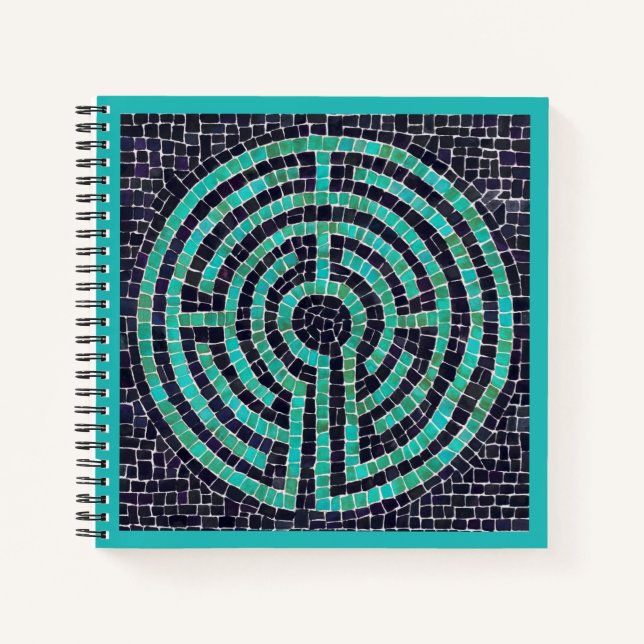 Cahier spiralé LABYRINTHE III 8,5x8,5 - Turquoise (Devant)