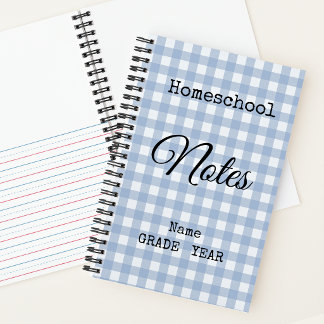 Cahier spiralé Lt. Blue Gingham pour la rentrée sc