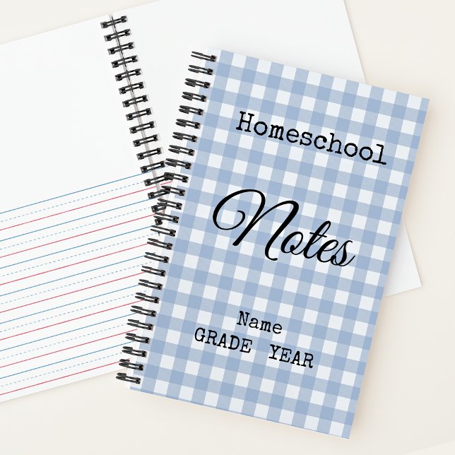 Cahier spiralé Lt. Blue Gingham pour la rentrée sc (Créateur téléchargé)