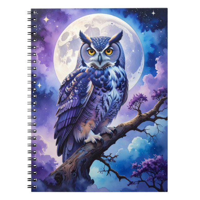 Cahier spiralé Lune céleste de la chouette (Devant)