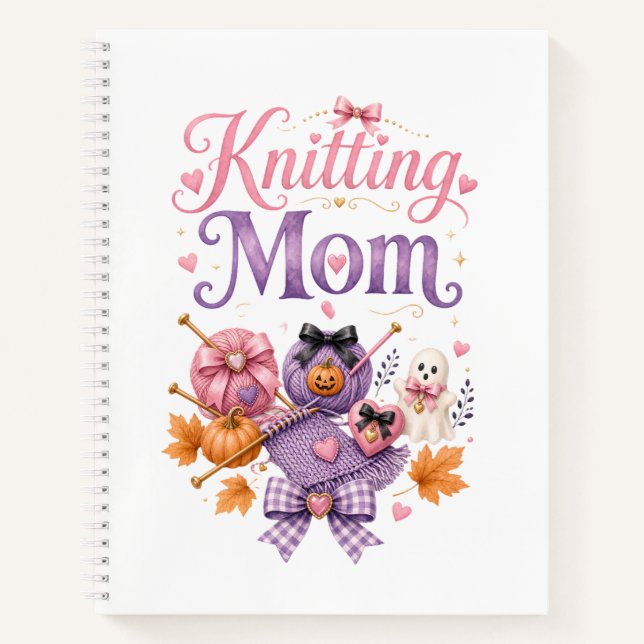 Cahier spiralé Maman tricoteuse Halloween (Devant)