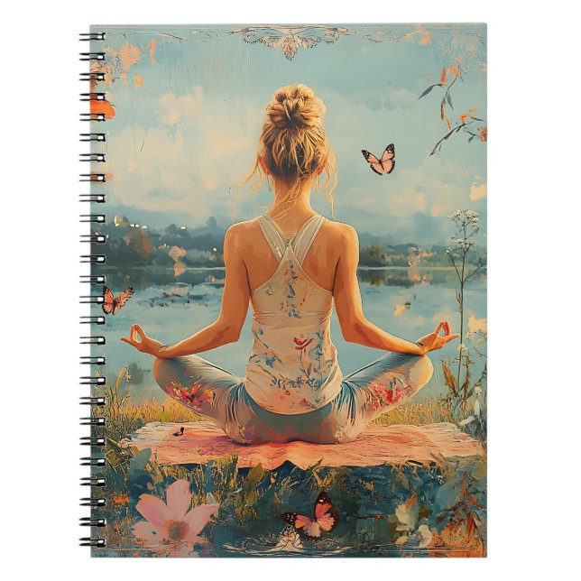 Cahier spiralé Méditation du pré au coucher du sol (Devant)