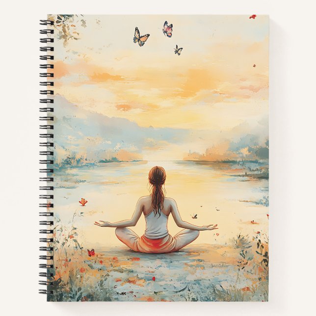 Cahier spiralé Méditation du pré au coucher du sol (Devant)