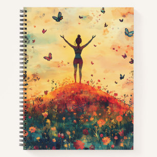 Cahier spiralé Méditation du pré au coucher du sol