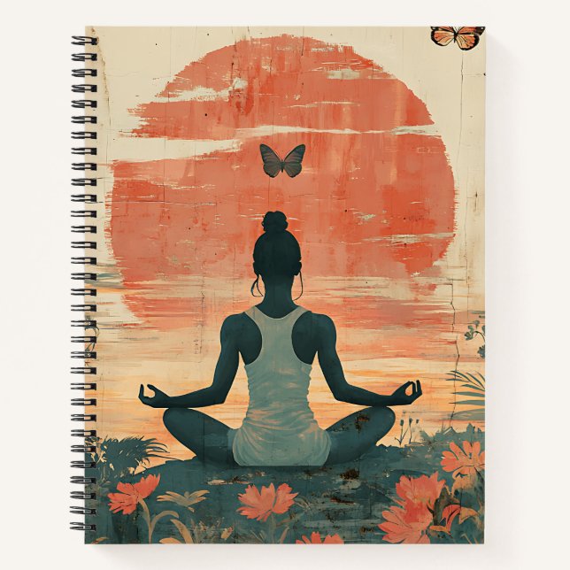 Cahier spiralé Méditation du pré au coucher du sol (Devant)