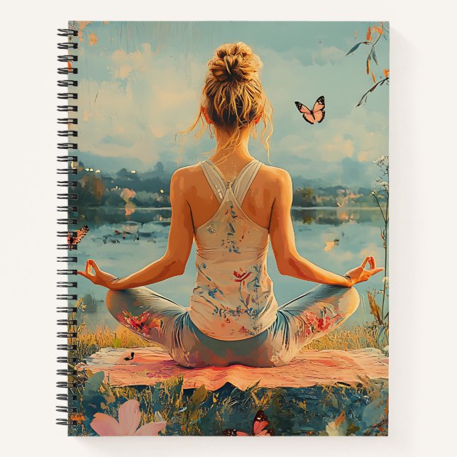 Cahier spiralé Méditation du pré au coucher du sol (Devant)