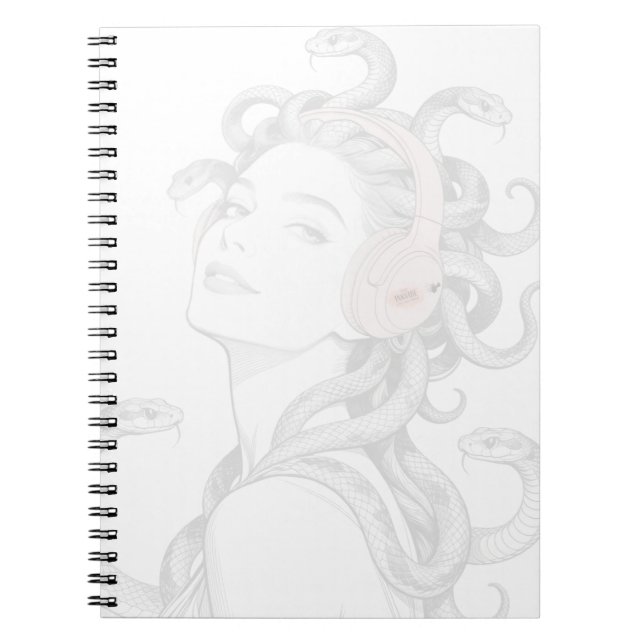 Cahier spiralé Medusa - pose pour la caméra. (Devant)