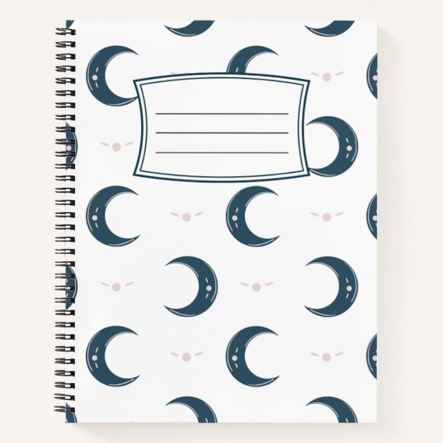 Cahier Spirale Motif Lune 21,59x27,94 cm (Devant)