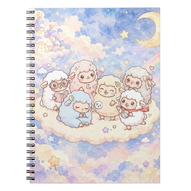 Cahier spiralé Moutons rêveurs mignons (Devant)