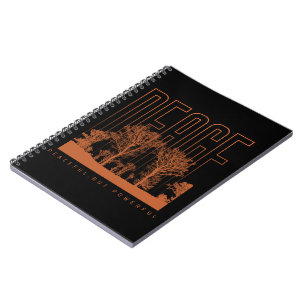 Cahier Spirale Noir Orange Futuriste Paix