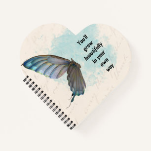 Cahier Spirale Papillon Vintage Bleu Beige