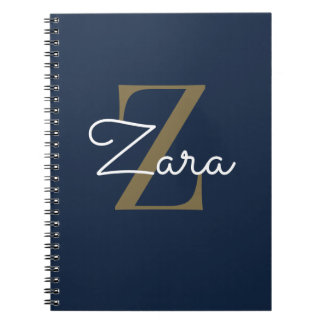 Cahier Spirale Personnalisé Élégant Bleu Marine &