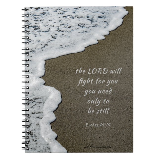Cahier spiralé petit format verset biblique plage  (Devant)