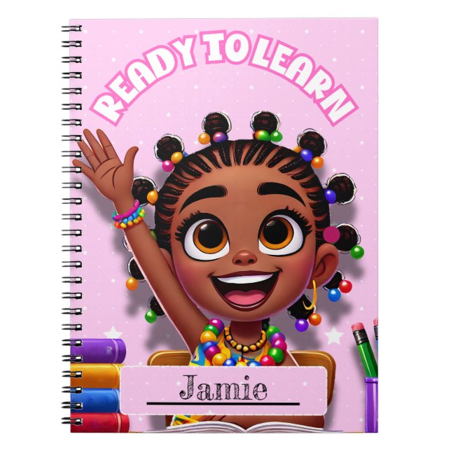 Cahier Spirale pour Petite Fille Noire Mignonne po (Devant)