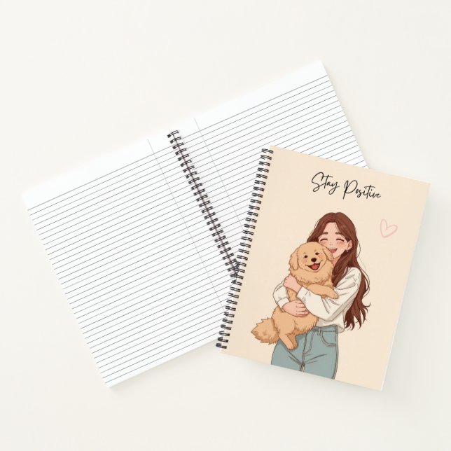 Cahier spiralé "Restez positif" au design mignon (Intérieur)