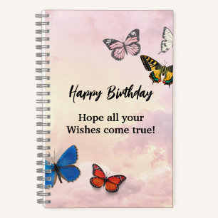 Cahier spiralé rêve lavande rose déchiré papillon