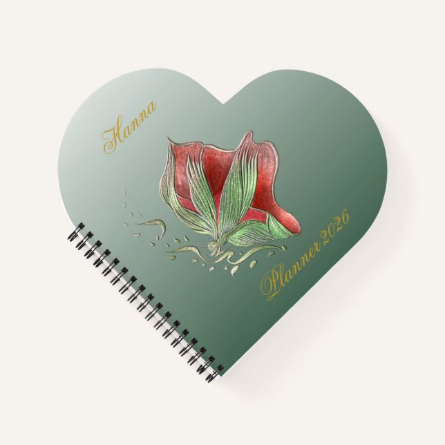 Cahier Spirale Rouge et Vert Élégant (Devant)