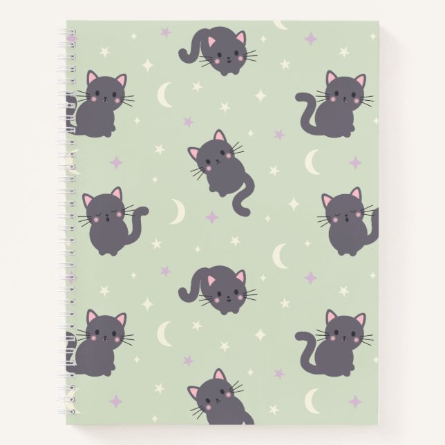 Cahier Spirale Sage Chats Gris Mignons (Devant)