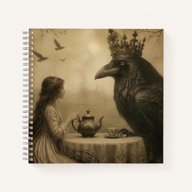 Cahier spiralé thé avec corbeau et enfant (Devant)