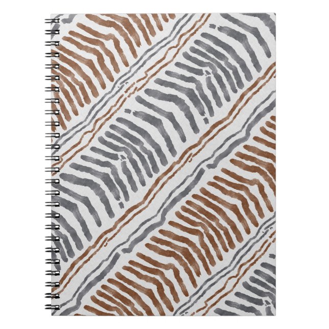 Cahier spiralé tribal bohème rayé (Devant)