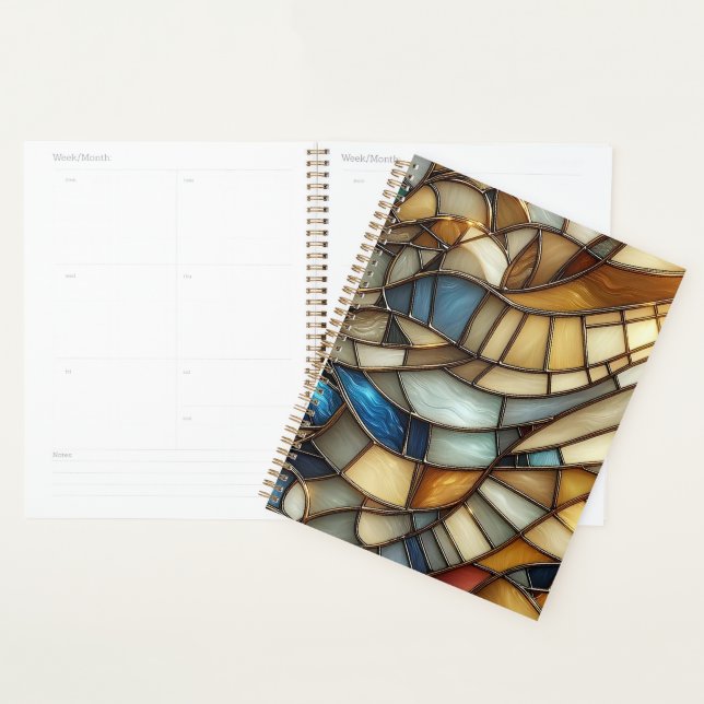 Cahier spiralé Vagues en verre coloré (Devant avec enveloppe)