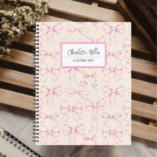 Cahier spiralé vintage Coquette rose à nœuds