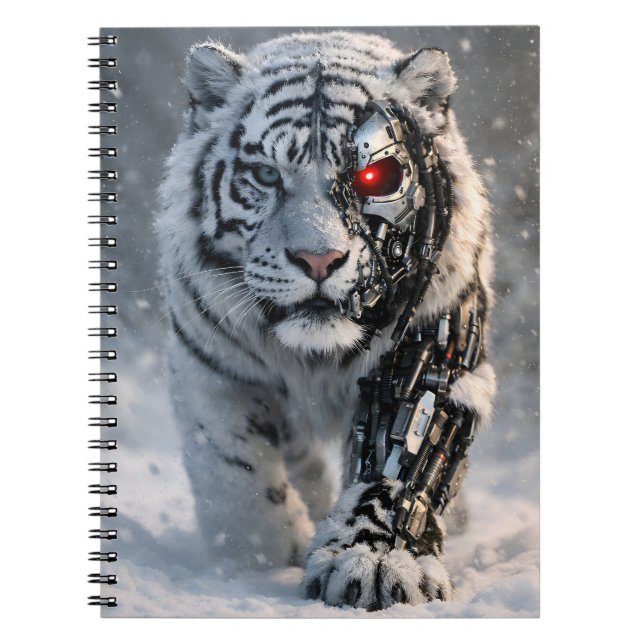 Cahier tigre blanc cyborg (Devant)