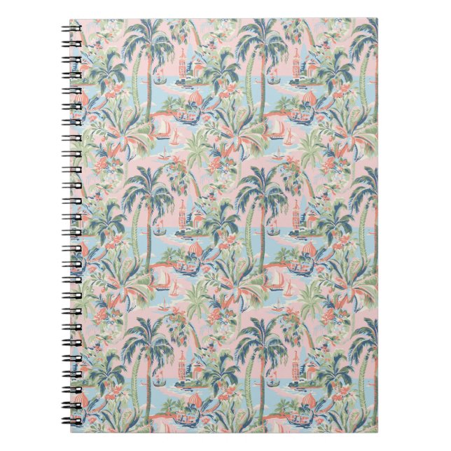 Cahier Toile Palmier Rose, Impression Scénique Tro (Devant)