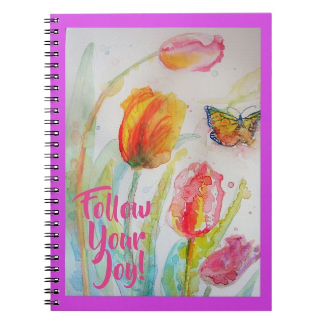 Cahier Tulipes Fleur Floral Tulipe Rose (Devant)