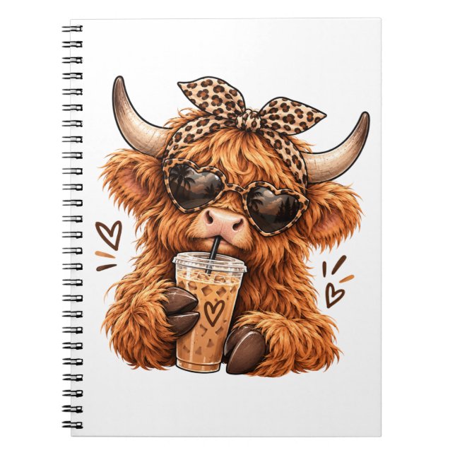 Cahier Vache des Highlands Mignonne | Design Café  (Devant)