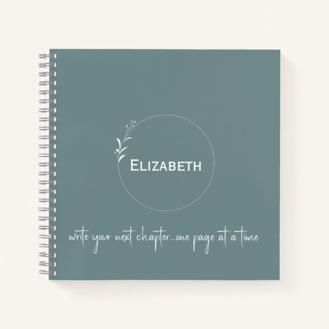 Cahier vert personnalisé "Écrivez votre prochain c (Devant)