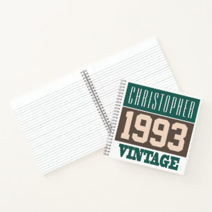 Cahier vintage avec nom et année 1993