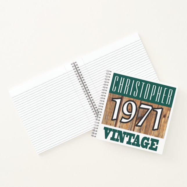 Cahier Vintage Nom avec Année 1971 (Intérieur)