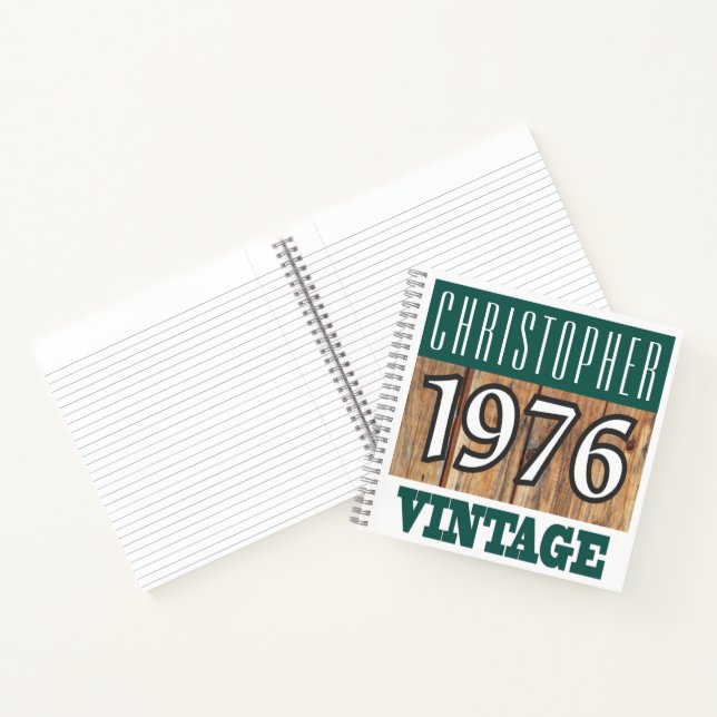 Cahier Vintage Nom avec Année 1976 (Intérieur)