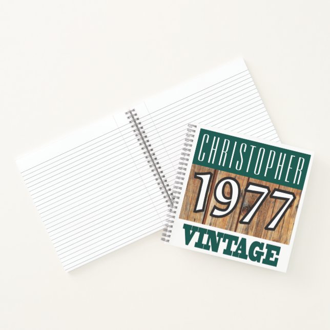 Cahier Vintage Nom avec Année 1977 (Intérieur)
