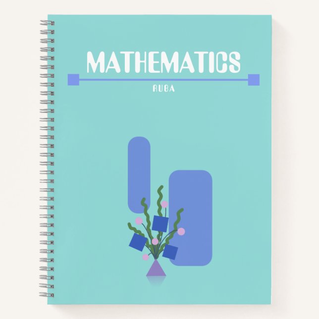 Cahier violet et bleu avec des fleurs géométriques (Devant)