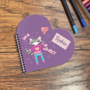 Cahier violet personnalisé pour enfant avec un rat