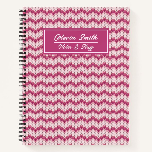 Cahier Zig Zag Rose et Blanc Tricoté (Devant)