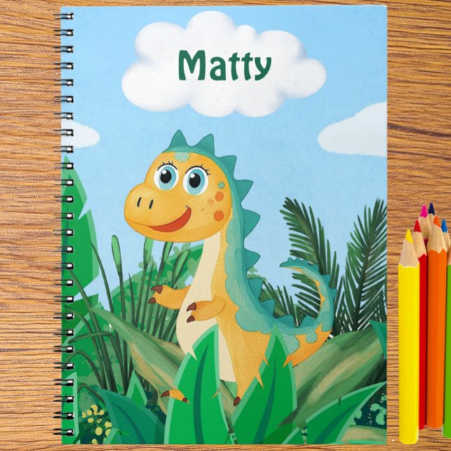 Cahiers Scolaires Personnalisés Dinosaures Aquarel (Cute dinosaur notebook, kids personalized journal, dino boys back to school notebook)