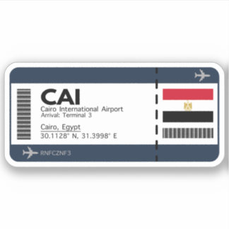 CAI Cairo Egypt Boarding Pass Sticker