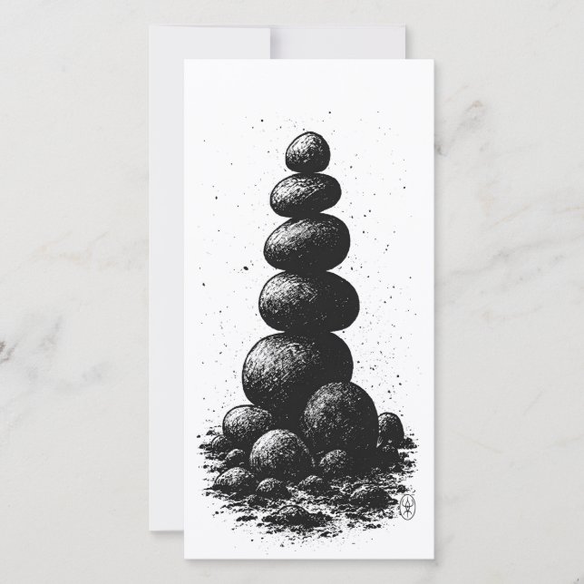 Cairn de pierres Zen – Invitation rituelle minimal (Devant)