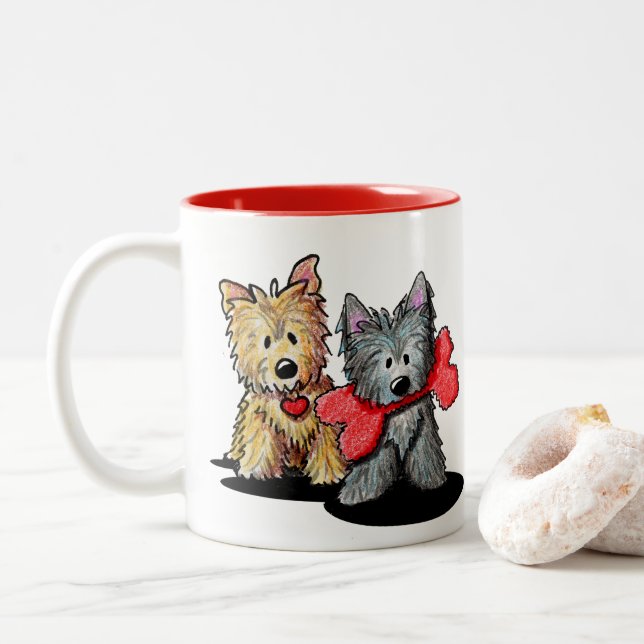 Cairn Terriers Mug à café à deux tons (Avec donut)