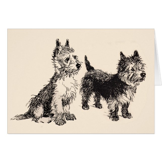 Cairn Terriers stylo Vintage et encre (Devant horizontal)