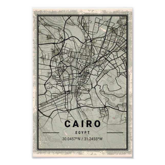 Cairo map print poster canvas | Egypt (Devant)