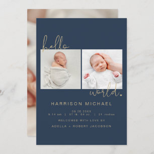 CAITLIN Marine Blue Nouveau-né Photo Faire-part