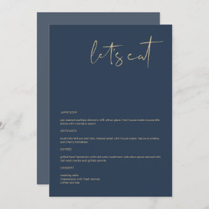 CAITLIN Modern Navy et Gold 5x7" Mangeons le menu