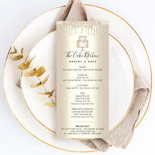 Cake Bakery Gold Glitter Pastry Chef Dessert Menu 